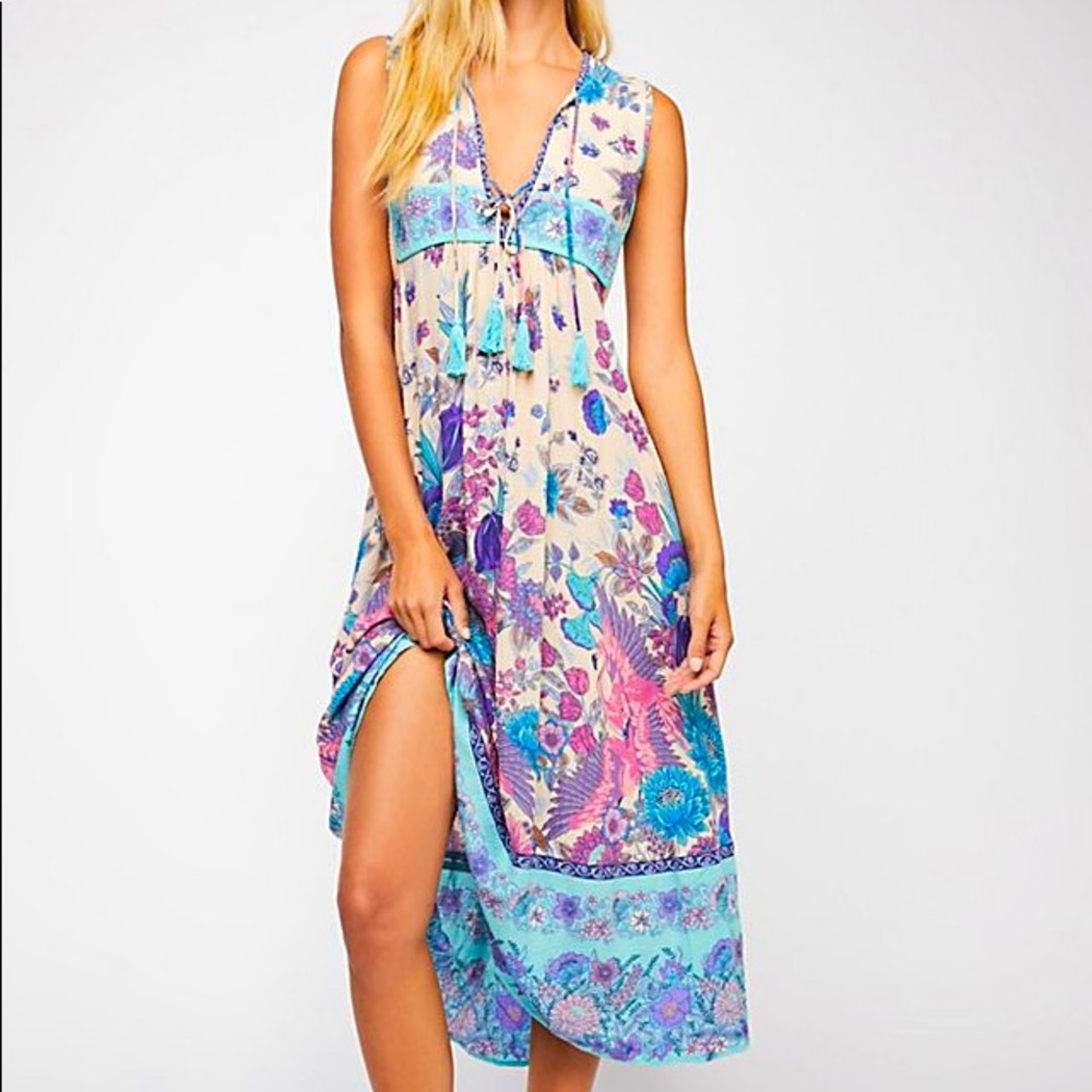 SPELL X Free People Siren Song Boho Midi Dress Mermaid M